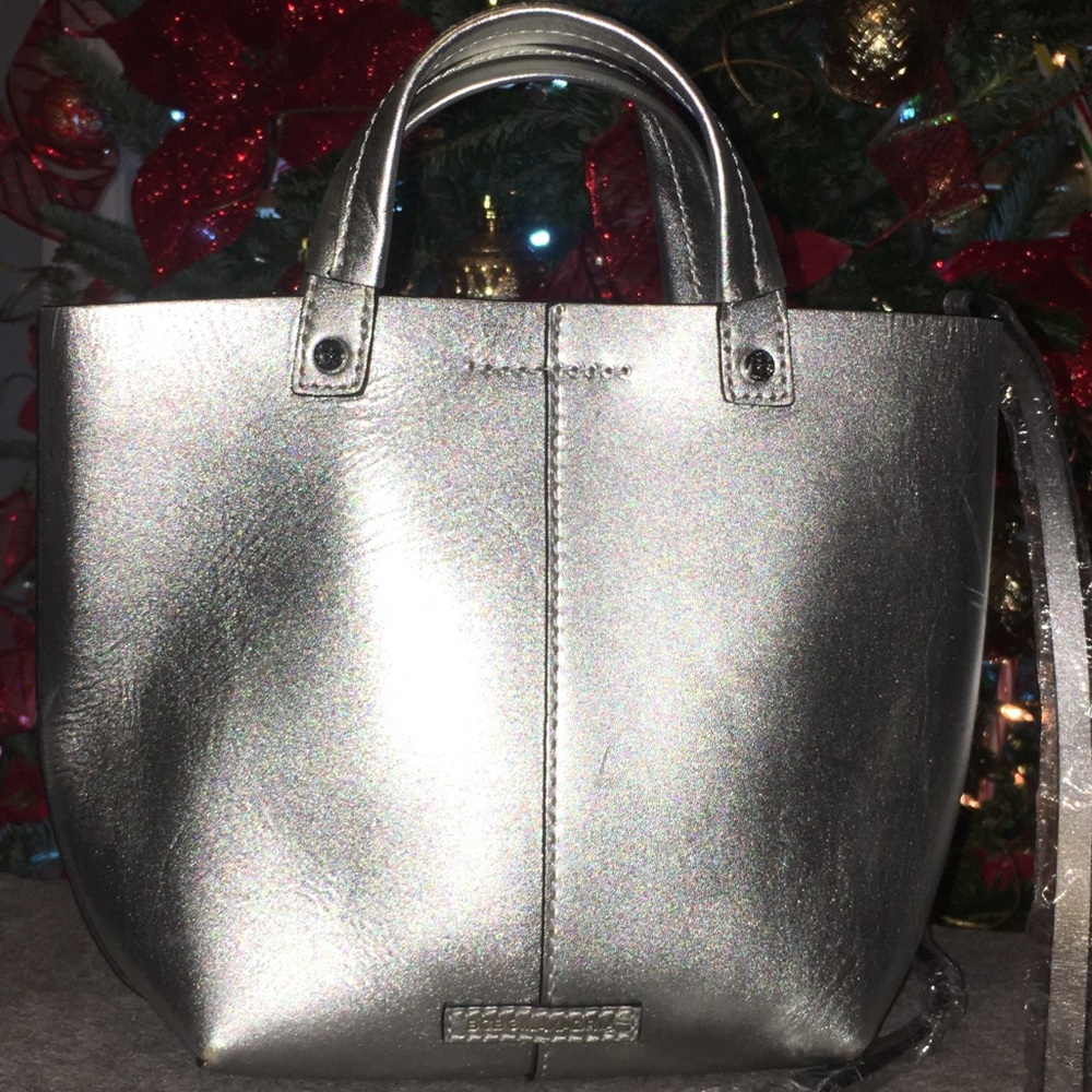 NWT BCBGMaxazria silver crossbody purse handba